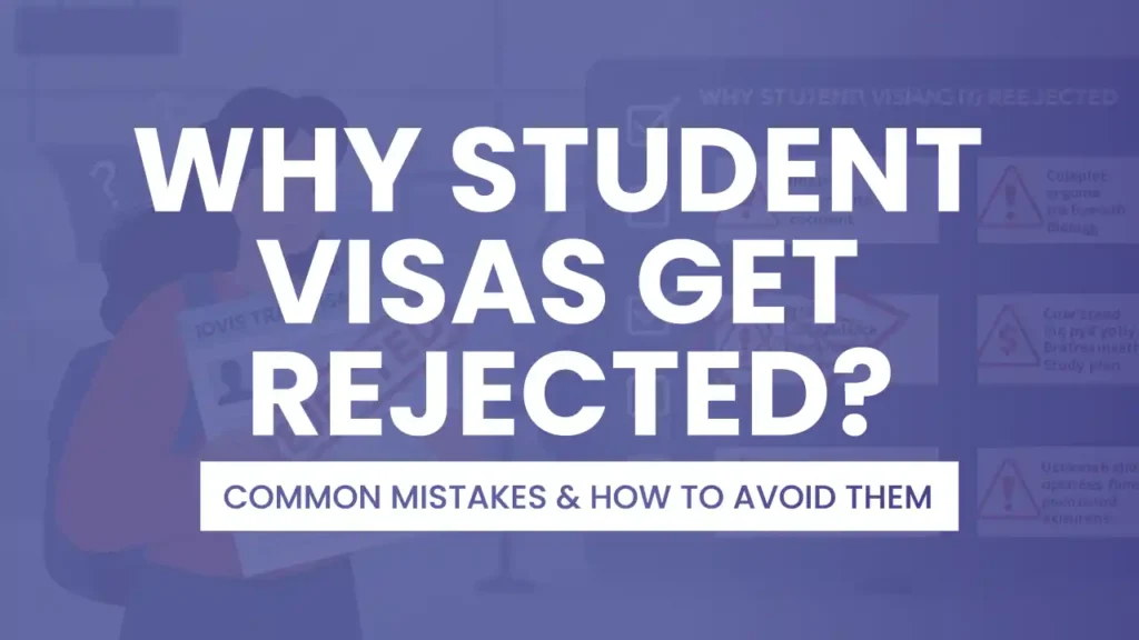 Frustrated student facing visa rejection with paperwork, showing why student visas get rejected and how to avoid common mistakes.